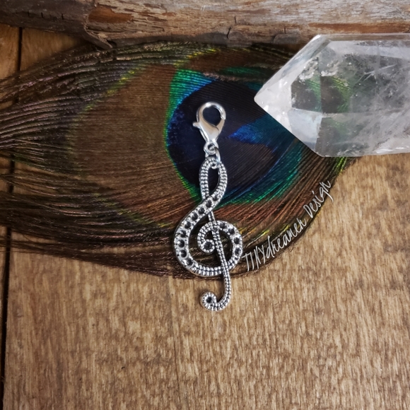 5/$25 Silver Treble Clef Music Note Charm for Bracelet~Zipper~Music Jewelry Gif - Picture 4 of 9